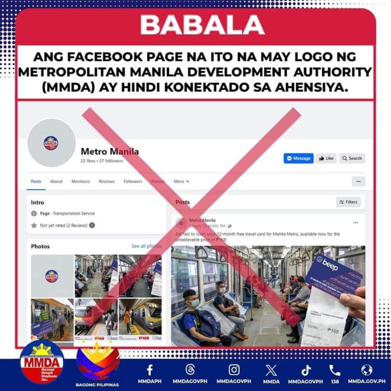 Mmda Nagbabala Sa Publiko Laban Sa Isang Facebook Page Na Gumagamit Ng