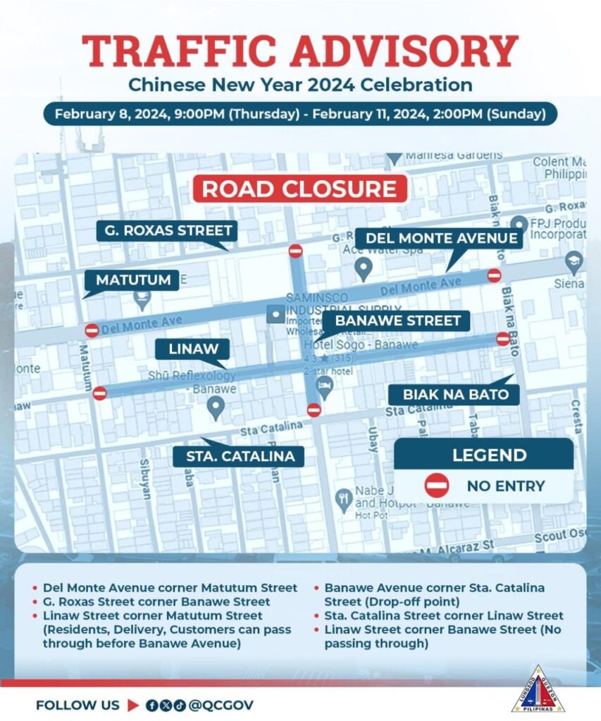 QC LGU, Naglabas Na Ng Traffic Advisory Para Sa Pagdiriwang Ng Chinese ...